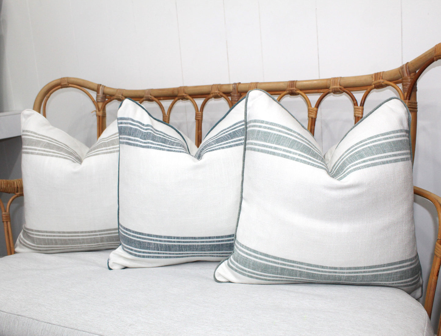 Large Bold Duck egg blue Stripe Cushion covers