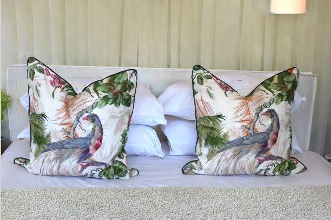 Pair of Beautiful Large Exotic Bird Cushions