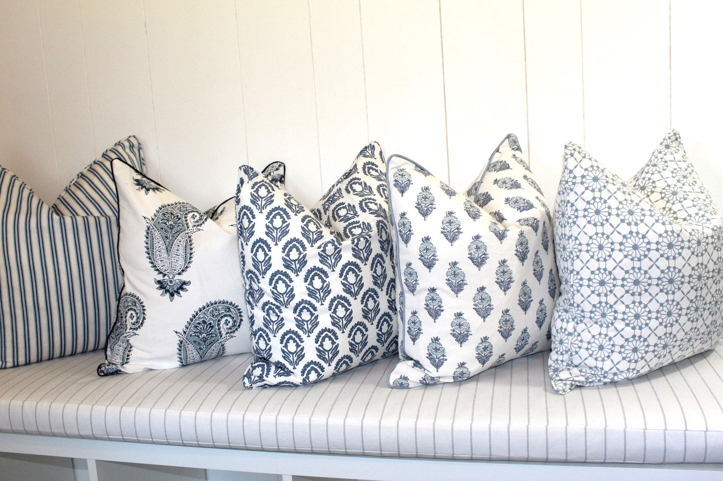 Paisley Wedgewood Cushion Covers by Laura & Kiran