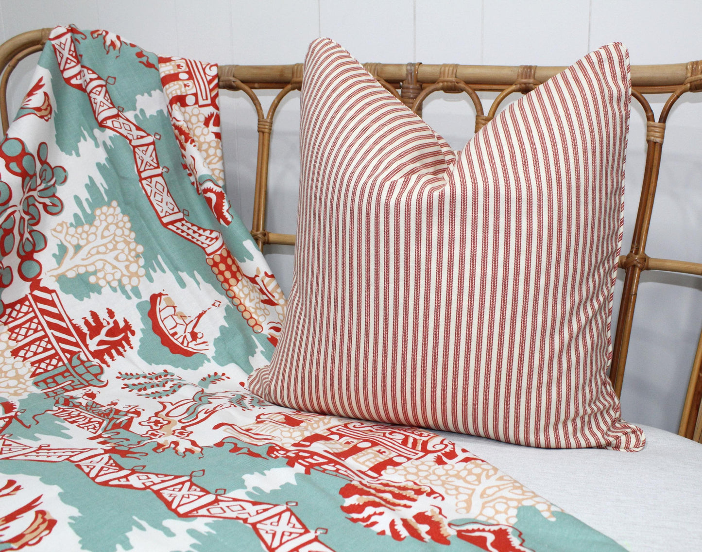 Red Ticking Stripe cushion Covers