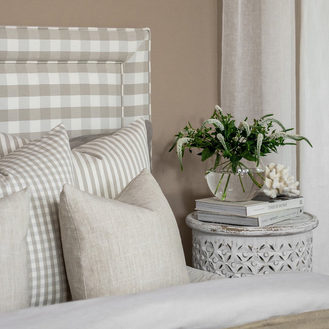 Beige Stripe Cushion Cover by Acacia Textiles
