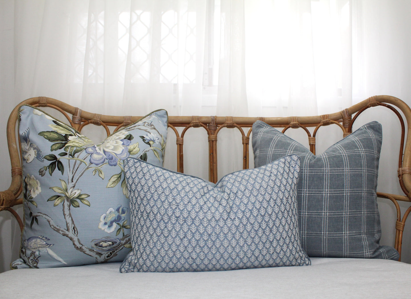 Mudan Chambray Light Blue Cushion