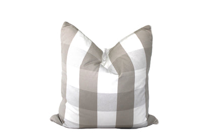 Large Check Beige Cushion Cover by Acacia Textiles
