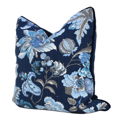 Jacobean Floral Navy Cushion Cover