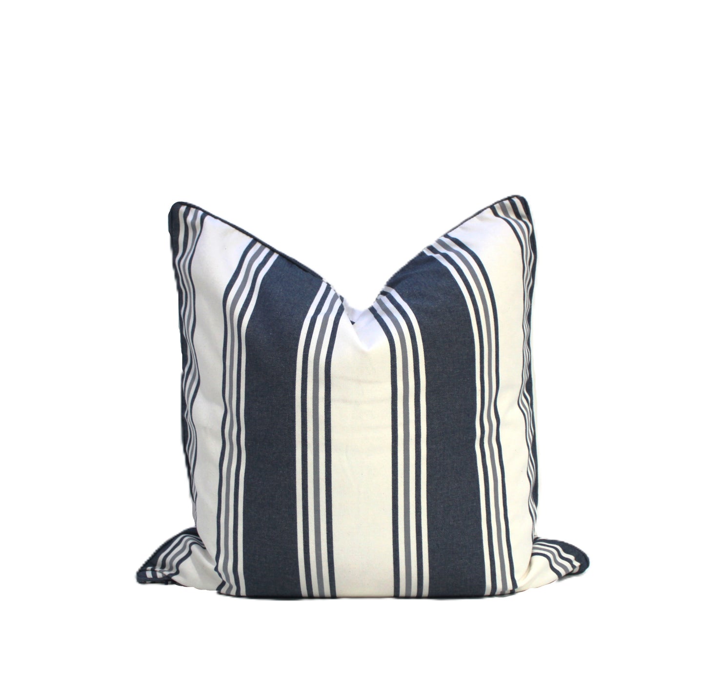 Navy Large Stripe Cushion Cover by Acacia Textiles
