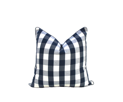 Buffalo Navy Check Cushion Cover by Acacia Textiles