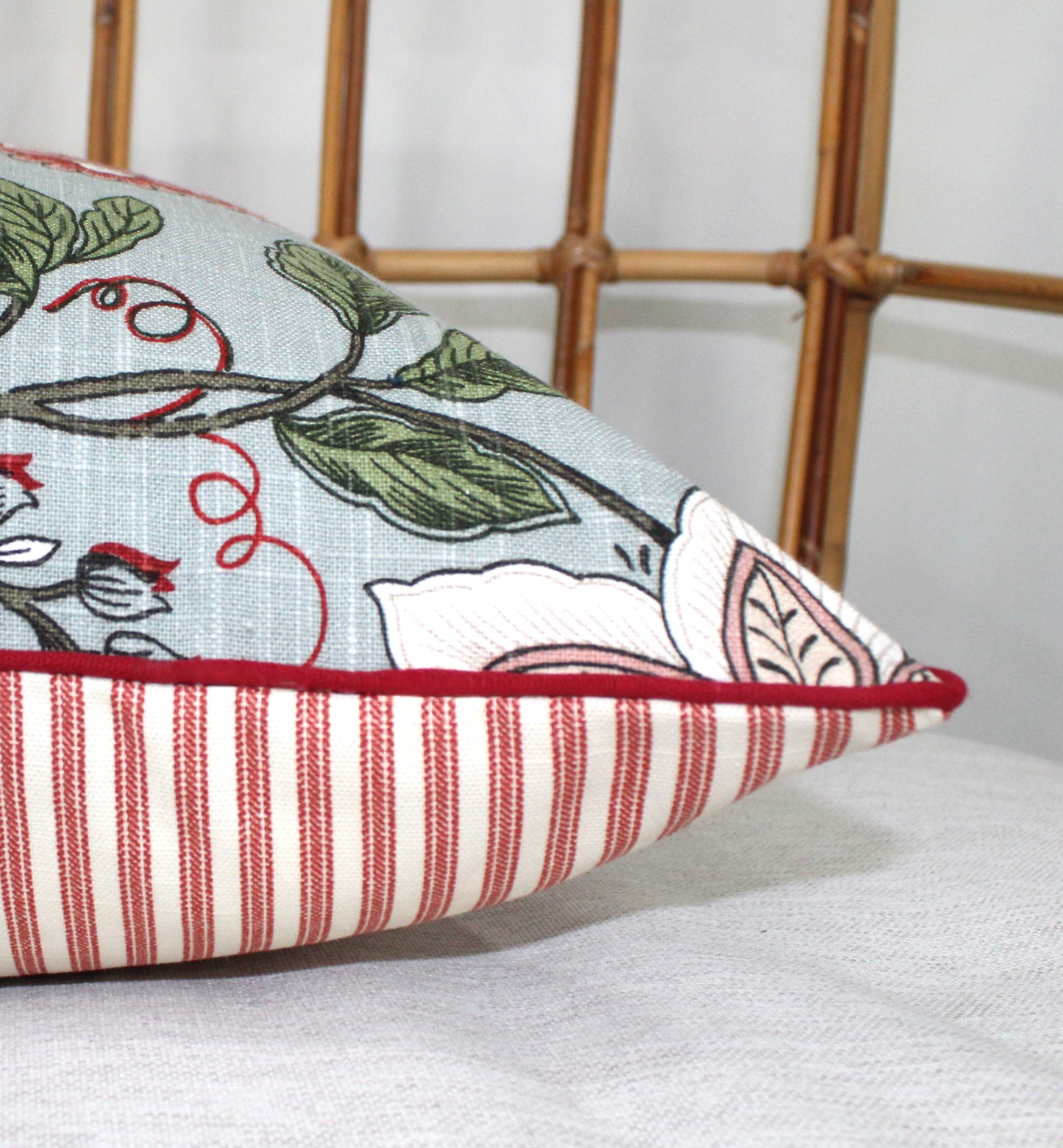 Reversible  Red Jacobean Cushion Cover