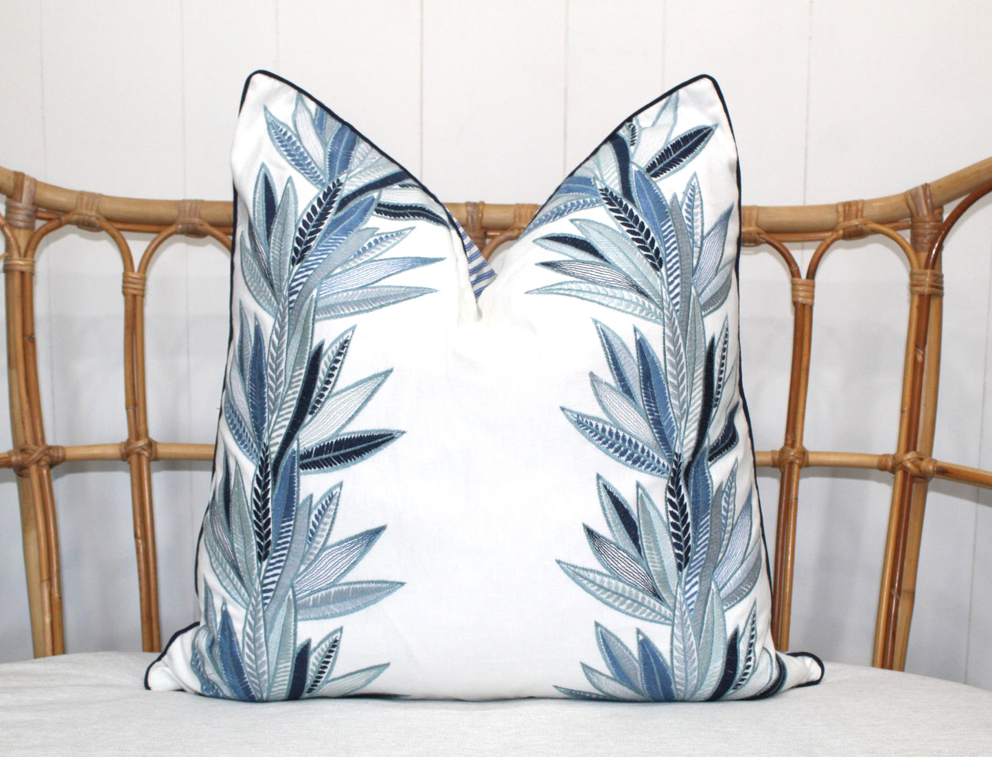 Spring Bloom Blue Embroidered Cushion covers