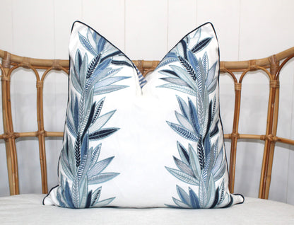 Spring Bloom Blue Embroidered Cushion covers