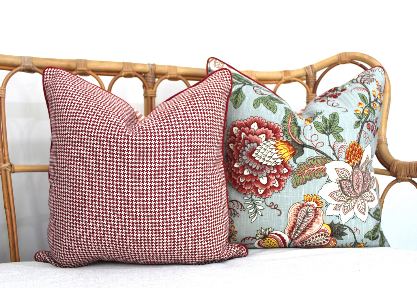 Reversible  Red Jacobean Cushion Cover