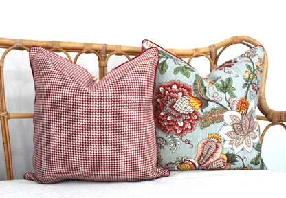 Reversible  Red Jacobean Cushion Cover