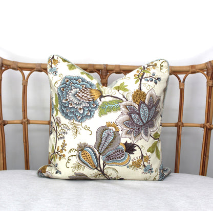 Reversible Seafoam Jacobean Cushion Cover
