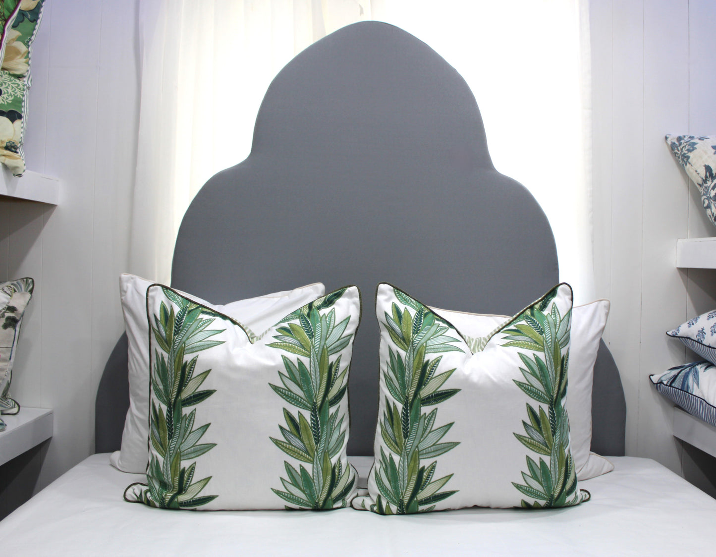Eucalyptus Green Embroidered Cushion covers 60x60