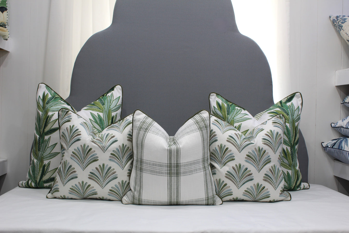 Large Bold Check Forest Green Cushion covers by Charles Parsons