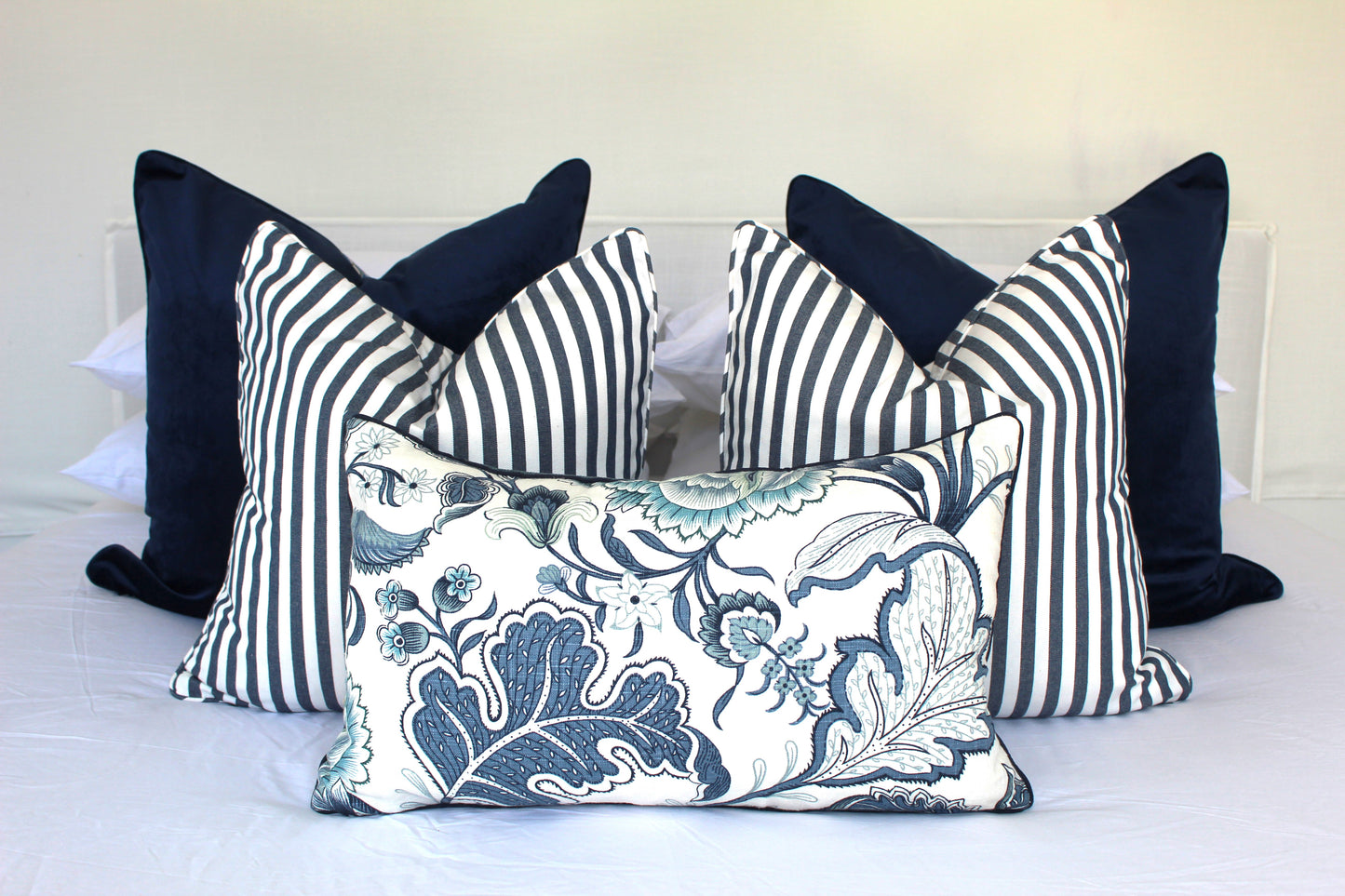 Bohemian Blossom Linen Lumbar Cushion Covers