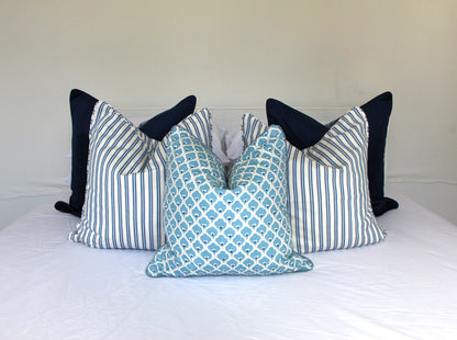 Summer Blue Ticking Cushion covers