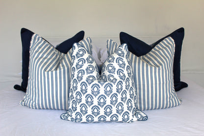 Summer Blue Ticking Cushion covers