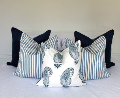 Summer Blue Ticking Cushion covers