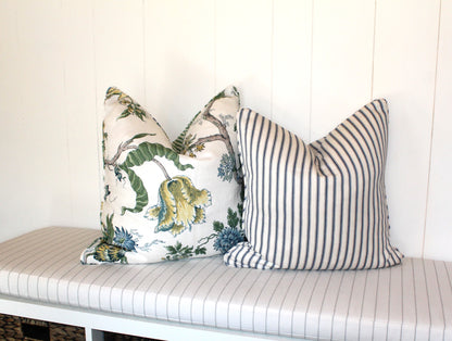 Herringbone Navy ticking cushion covers by Laura & Kiran