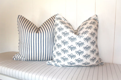 Herringbone Navy ticking cushion covers by Laura & Kiran