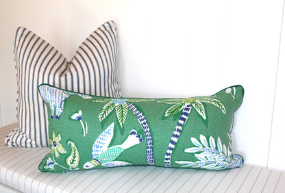 Herringbone Navy ticking cushion covers by Laura & Kiran