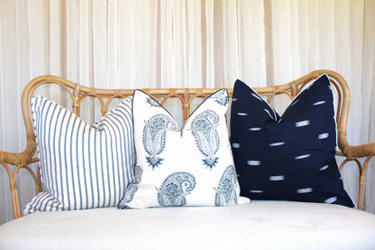 Herringbone Navy ticking cushion covers by Laura & Kiran