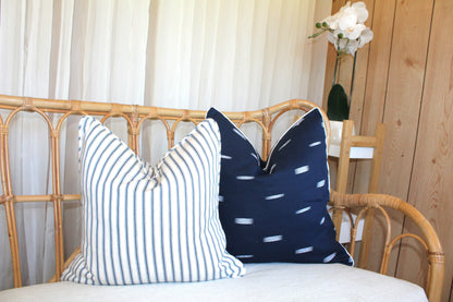 Herringbone Navy ticking cushion covers by Laura & Kiran