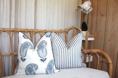 Herringbone Navy ticking cushion covers by Laura & Kiran