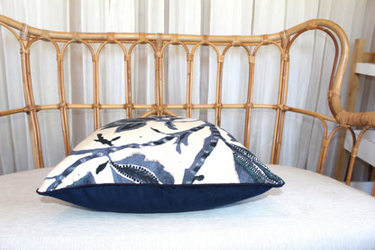Jacobean floral cushion cover with piping Made in Australia