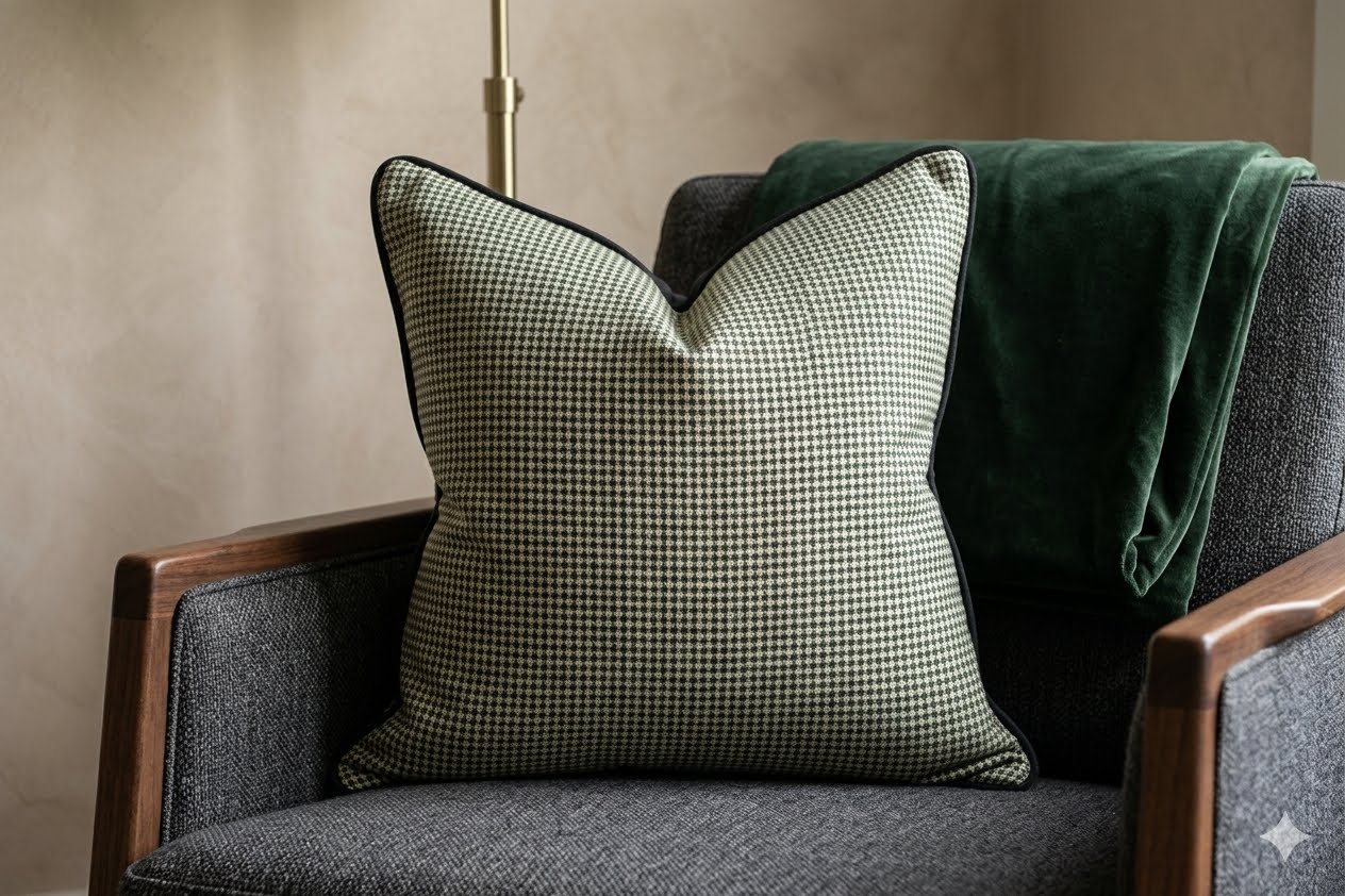 Bedford Olive Reversible Cushion Covers by Warwick Fabrics