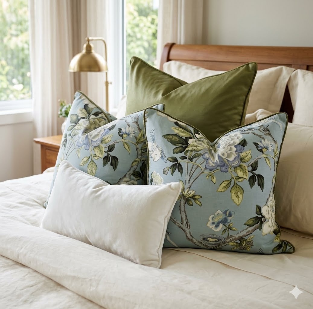 Mudan Chambray Light Blue Cushion