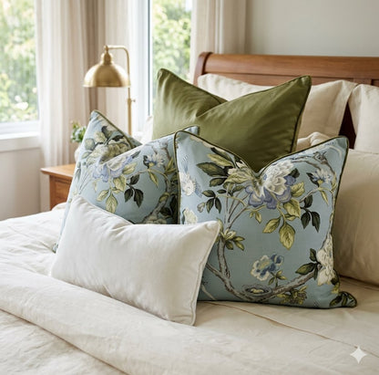Mudan Chambray Light Blue Cushion