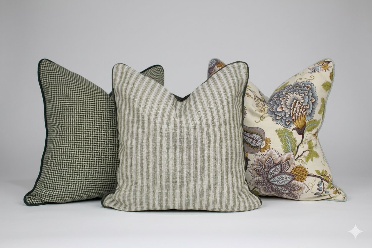 Reversible Seafoam Jacobean Cushion Cover
