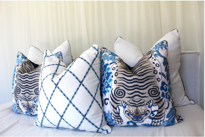 Pair of Exotic Wild Tiger Centered Cushion covers by P Kaufmann