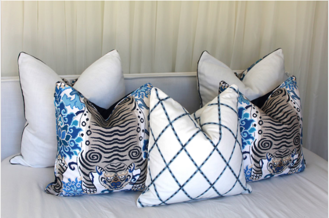 Pair of Exotic Wild Tiger Centered Cushion covers by P Kaufmann