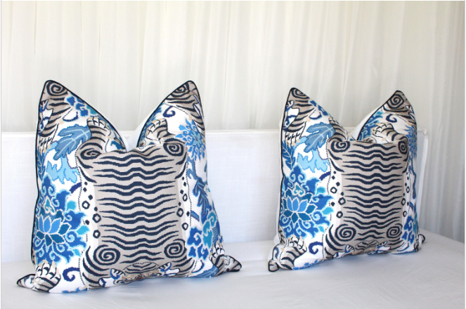 Pair of Exotic Wild Tiger Centered Cushion covers by P Kaufmann
