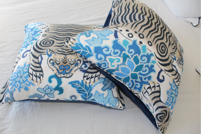 Pair of Exotic Wild Tiger Centered Cushion covers by P Kaufmann