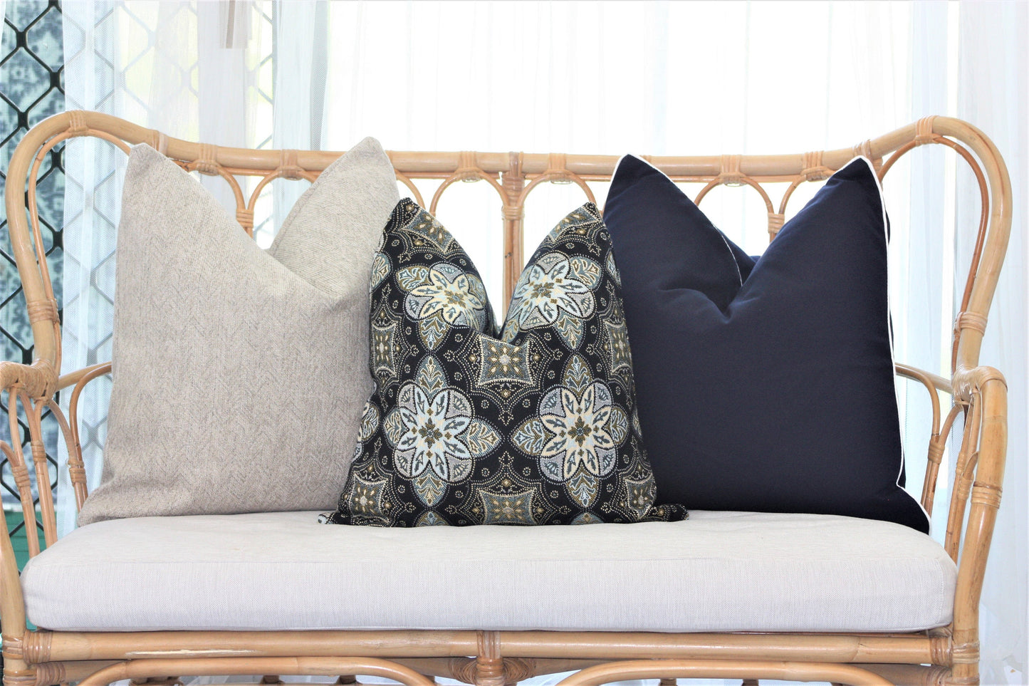 Herringbone weaved Sunbrella Cushion Covers