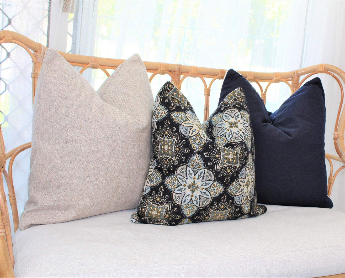 Herringbone weaved Sunbrella Cushion Covers