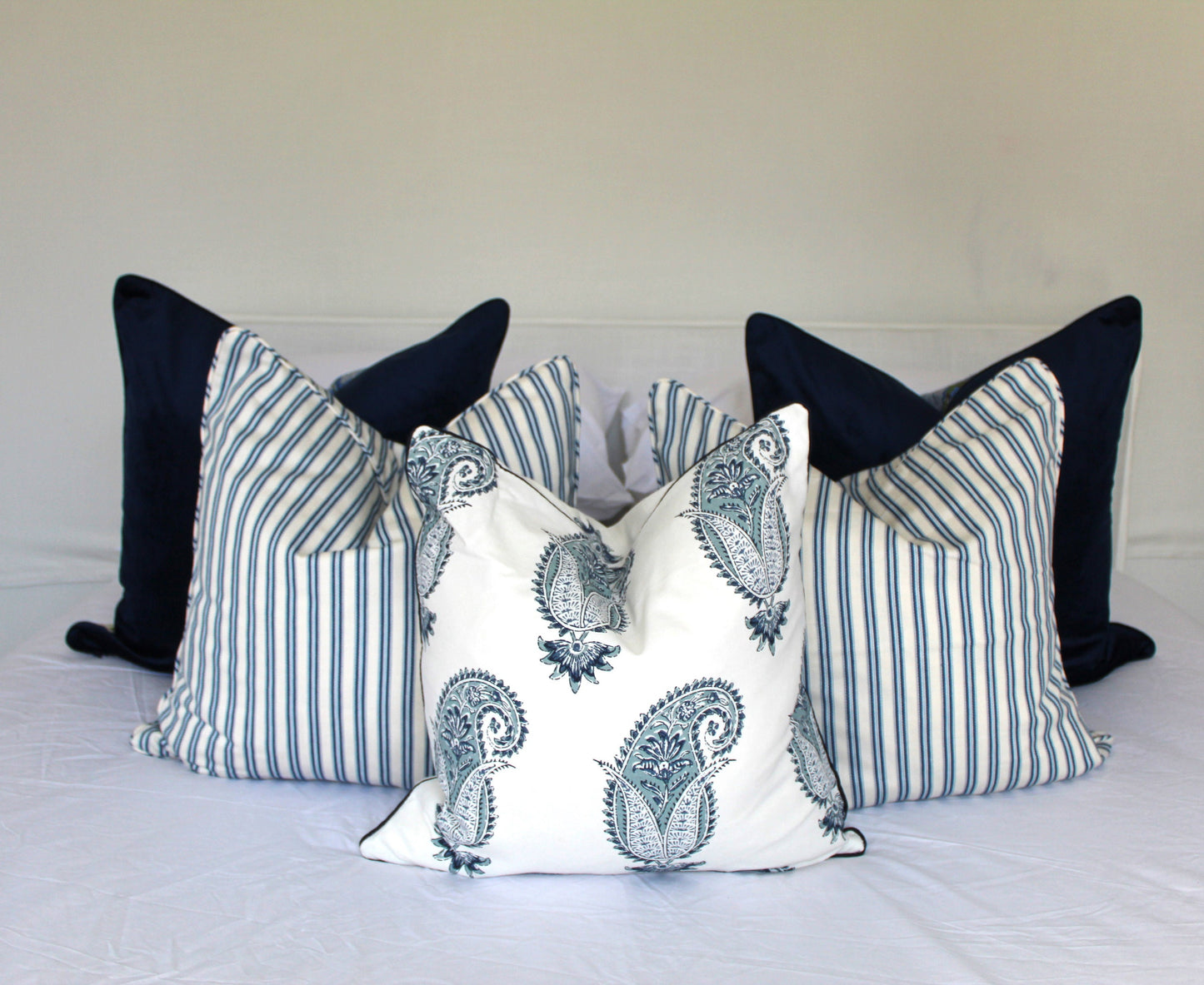 Paisley Wedgewood Cushion Covers by Laura & Kiran