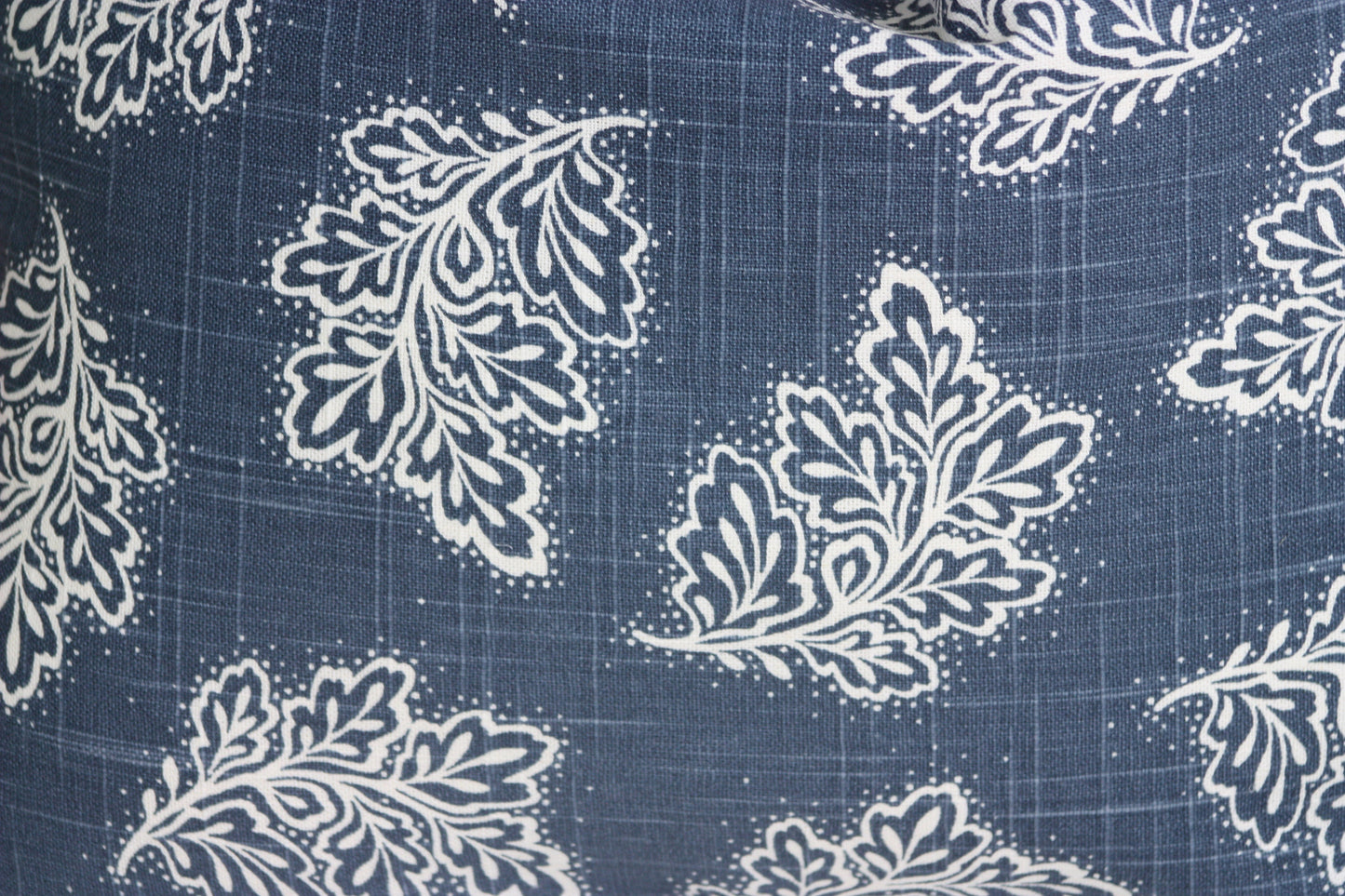 Navy Leaf falling cushion covers Warwick Fabrics