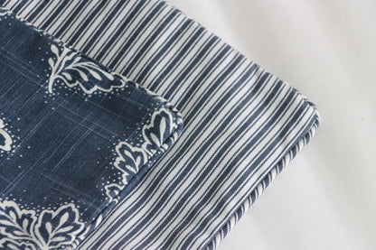 Navy Leaf falling cushion covers Warwick Fabrics