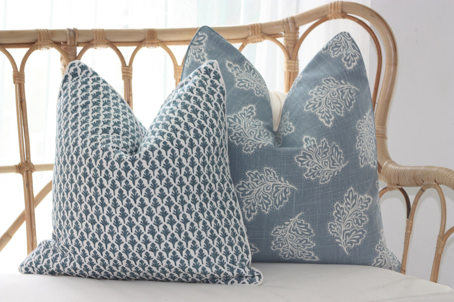 Duck Egg Leaf fall Cushion covers by Warwick Fabrics
