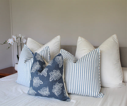 Navy Leaf falling cushion covers Warwick Fabrics