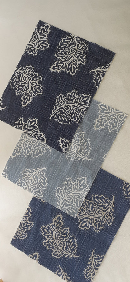Navy Leaf falling cushion covers Warwick Fabrics