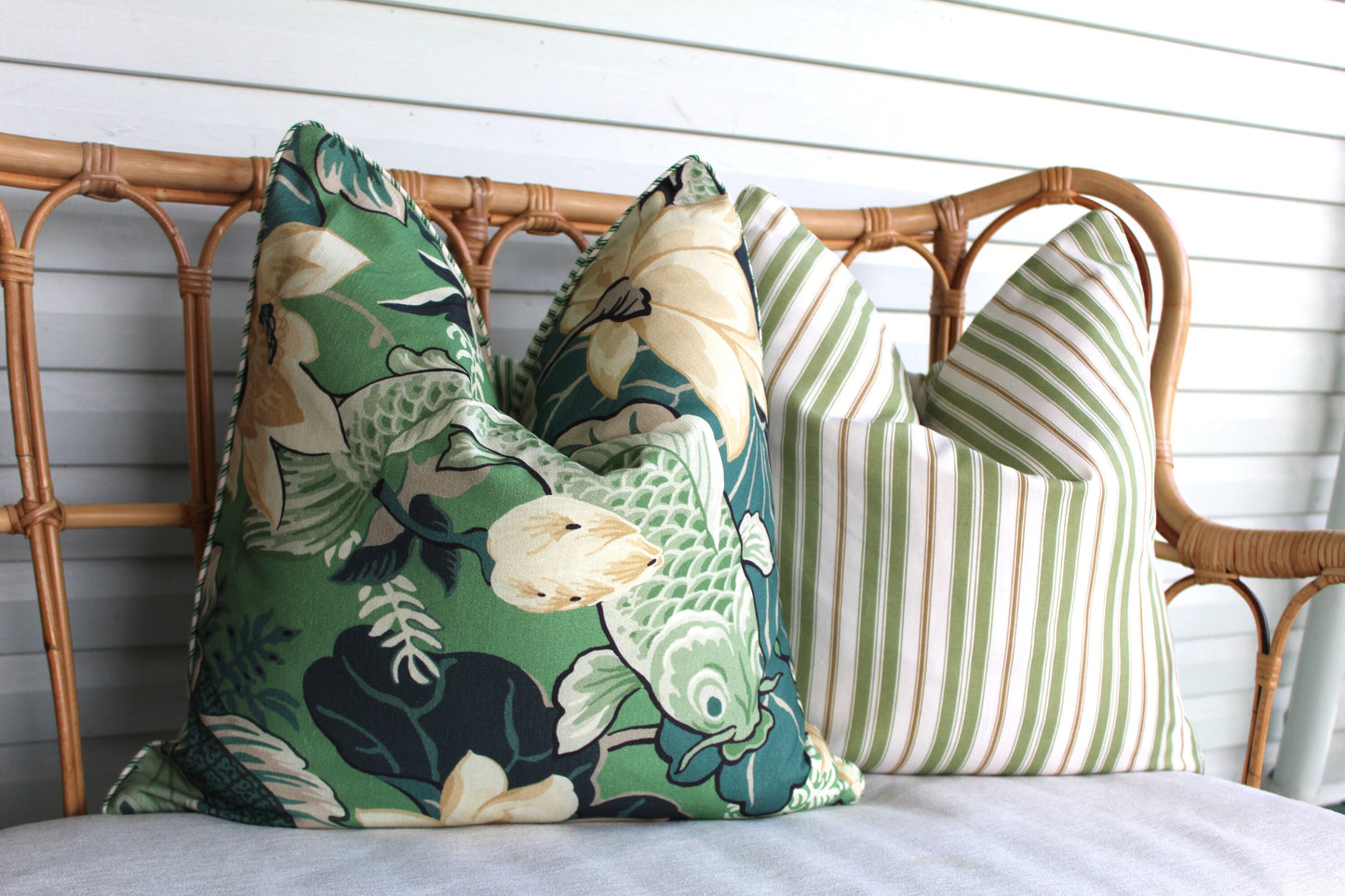 Koi Fish Eucalyptus cushion covers by P Kaufmann